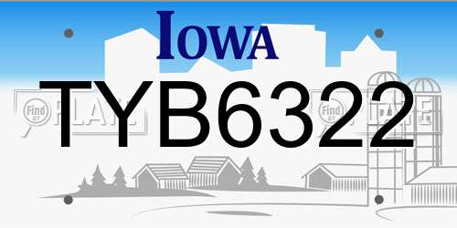 TYB6322 Iowa License Plate