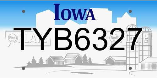 TYB6327 Iowa License Plate