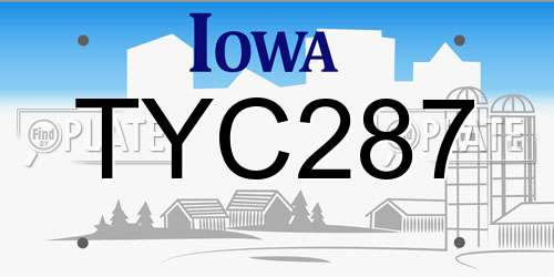 TYC287 Iowa License Plate