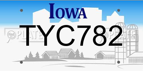 TYC782 Iowa License Plate