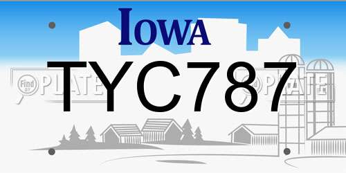 TYC787 Iowa License Plate