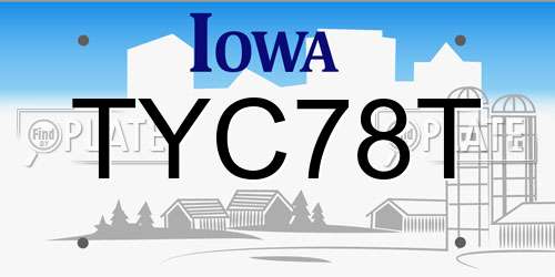 TYC78T Iowa License Plate