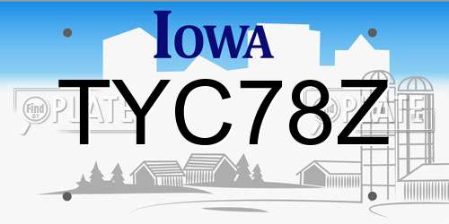 TYC78Z Iowa License Plate