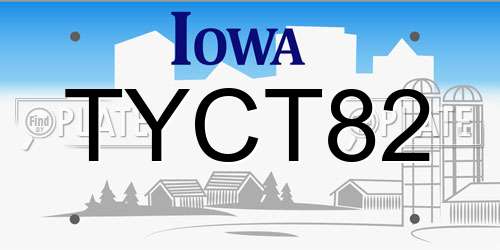 TYCT82 Iowa License Plate