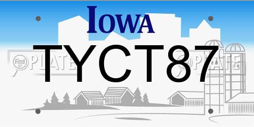 TYCT87 Iowa License Plate