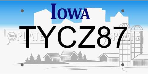 TYCZ87 Iowa License Plate