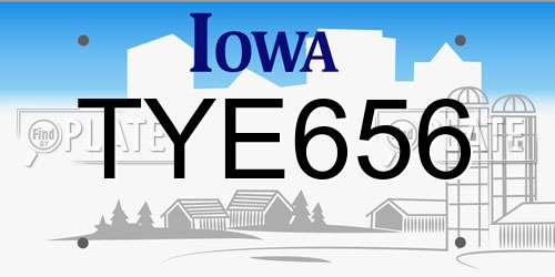 TYE656 Iowa License Plate