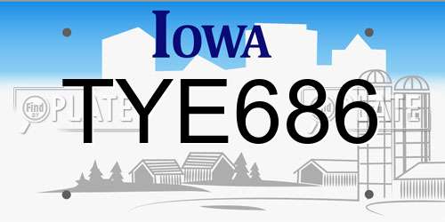 TYE686 Iowa License Plate
