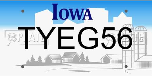 TYEG56 Iowa License Plate