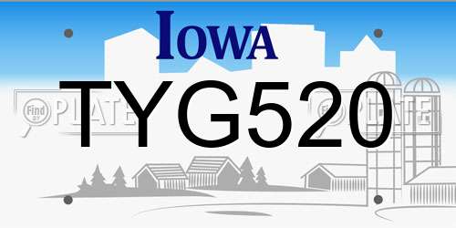 TYG520 Iowa License Plate