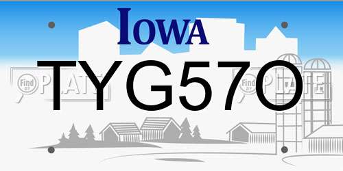TYG57O Iowa License Plate
