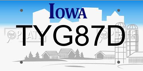 TYG87D Iowa License Plate