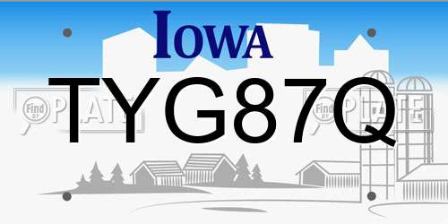 TYG87Q Iowa License Plate