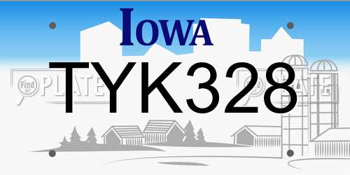 TYK328 Iowa License Plate