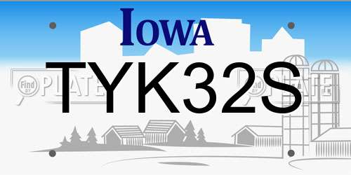 TYK32S Iowa License Plate