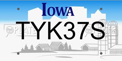 TYK37S Iowa License Plate