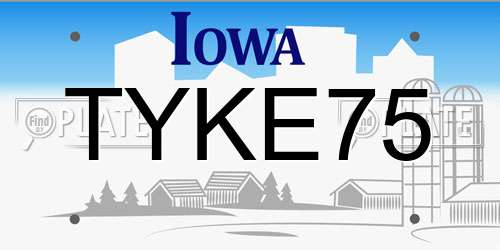 TYKE75 Iowa License Plate