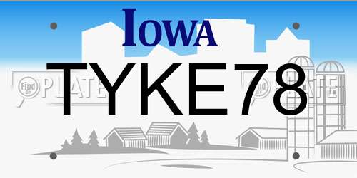 TYKE78 Iowa License Plate