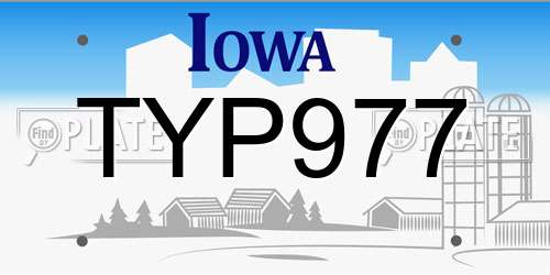 TYP977 Iowa License Plate