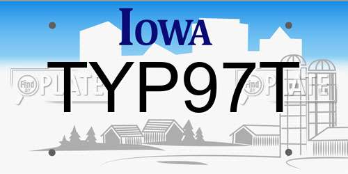 TYP97T Iowa License Plate