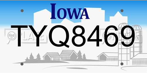 TYQ8469 Iowa License Plate