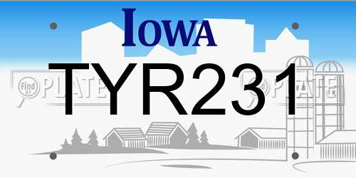 TYR231 Iowa License Plate