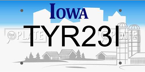 TYR23I Iowa License Plate