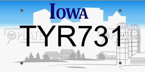 TYR731 Iowa License Plate