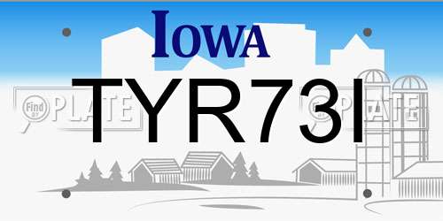TYR73I Iowa License Plate