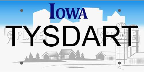 TYSDART Iowa License Plate