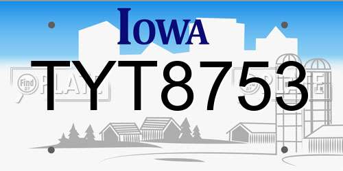 TYT8753 Iowa License Plate