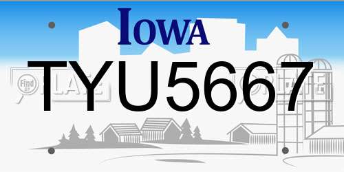 TYU5667 Iowa License Plate