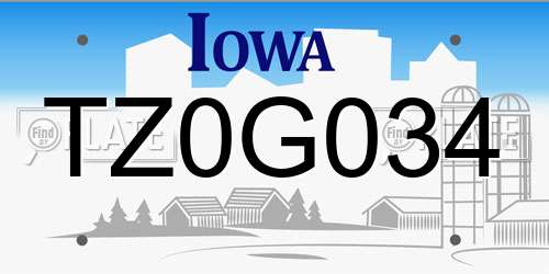 TZ0G034 Iowa License Plate