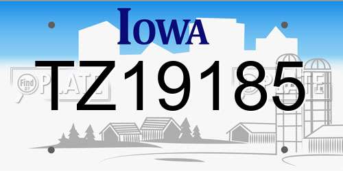 TZ19185 Iowa License Plate