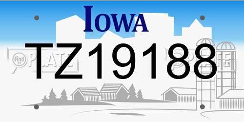 TZ19188 Iowa License Plate