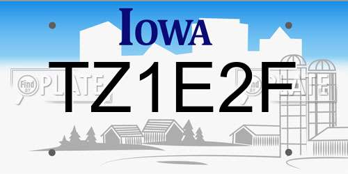 TZ1E2F Iowa License Plate