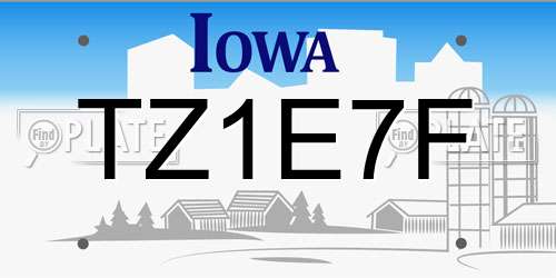 TZ1E7F Iowa License Plate