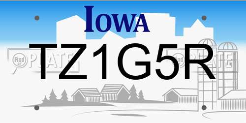 TZ1G5R Iowa License Plate