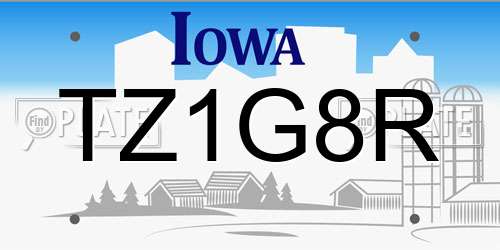 TZ1G8R Iowa License Plate