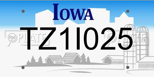 TZ1I025 Iowa License Plate