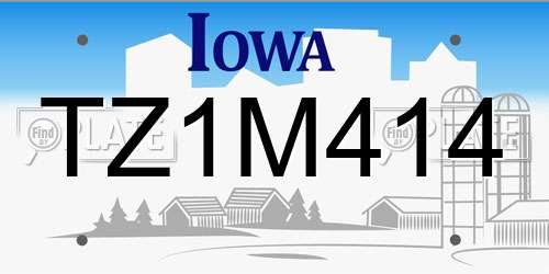 TZ1M414 Iowa License Plate