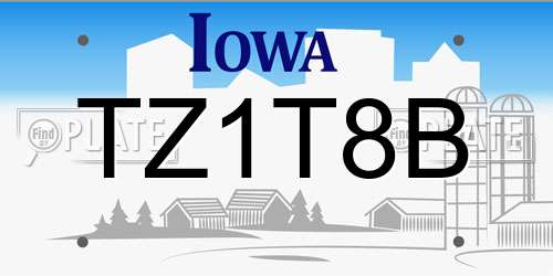 TZ1T8B Iowa License Plate