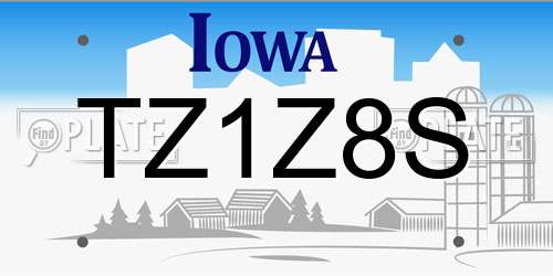 TZ1Z8S Iowa License Plate