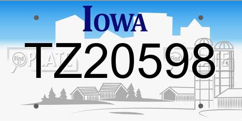TZ20598 Iowa License Plate