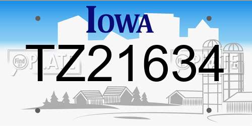 TZ21634 Iowa License Plate