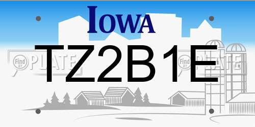 TZ2B1E Iowa License Plate