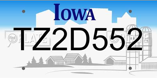 TZ2D552 Iowa License Plate