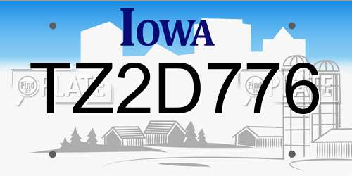 TZ2D776 Iowa License Plate