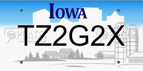 TZ2G2X Iowa License Plate