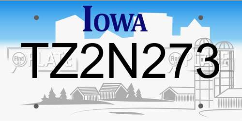TZ2N273 Iowa License Plate